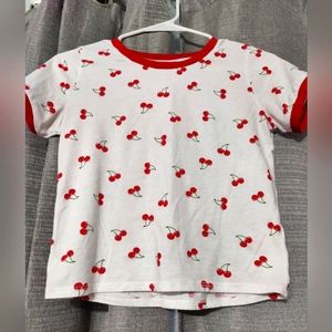Short sleeve shirt with cherries on it